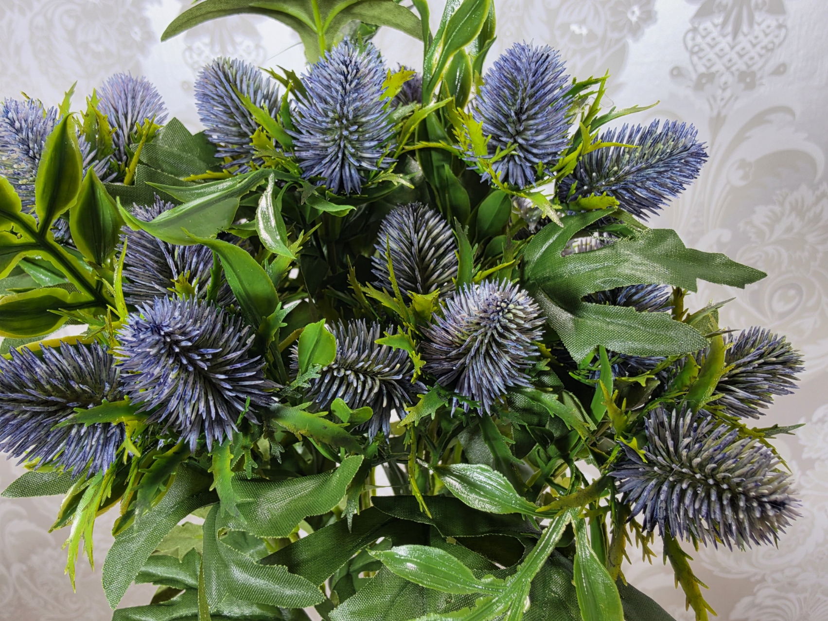 Artificial Thistle Bush Blue/Green 50cm