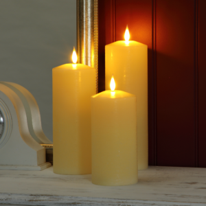 Alderbrook Ivory Set Of 3 LED Pillar Candles