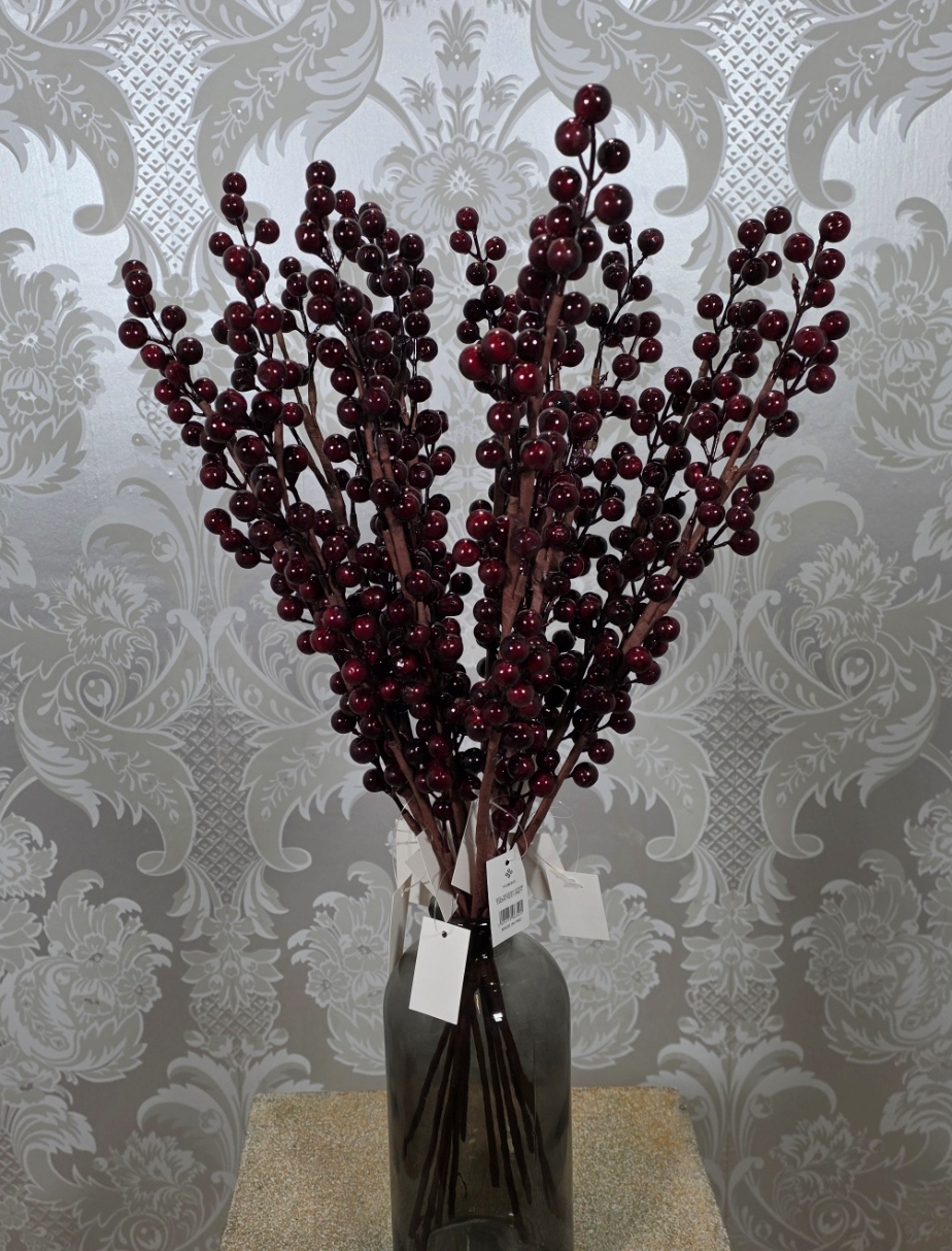 Artificial Berry Spray Dark Red 58cm