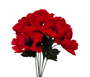 Artificial Poppy Bush Red 32cm