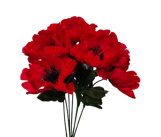 Artificial Poppy Bush Red 32cm