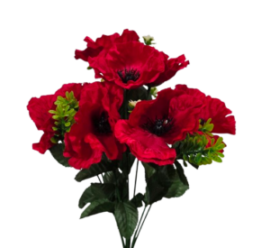 Artificial Poppy Bush 9 Heads Red 40cm