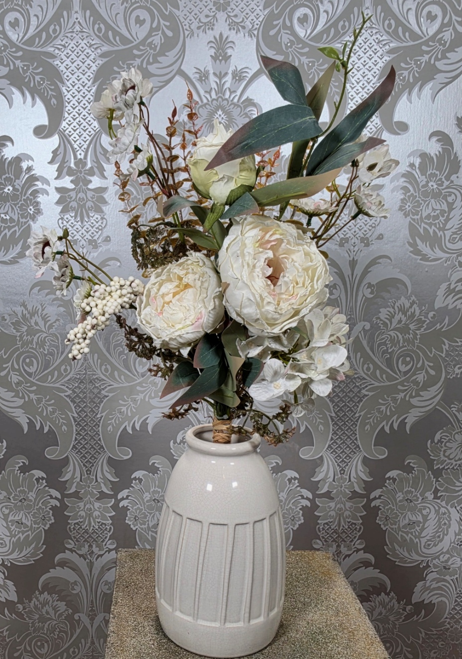 White Peony Bouquet 60cm