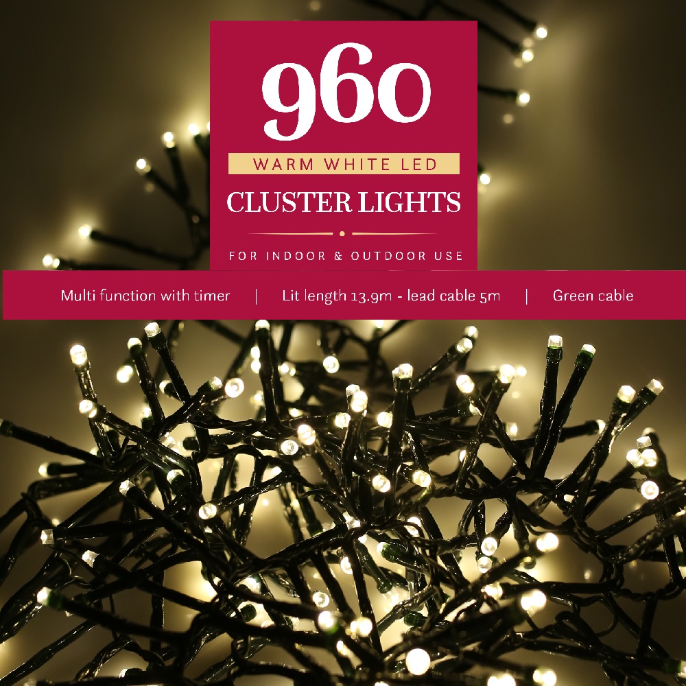 Cluster Lights Warm White 960 Bulbs