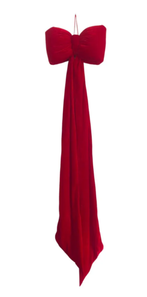 Fabric Long Hanging Bow Red 162cm