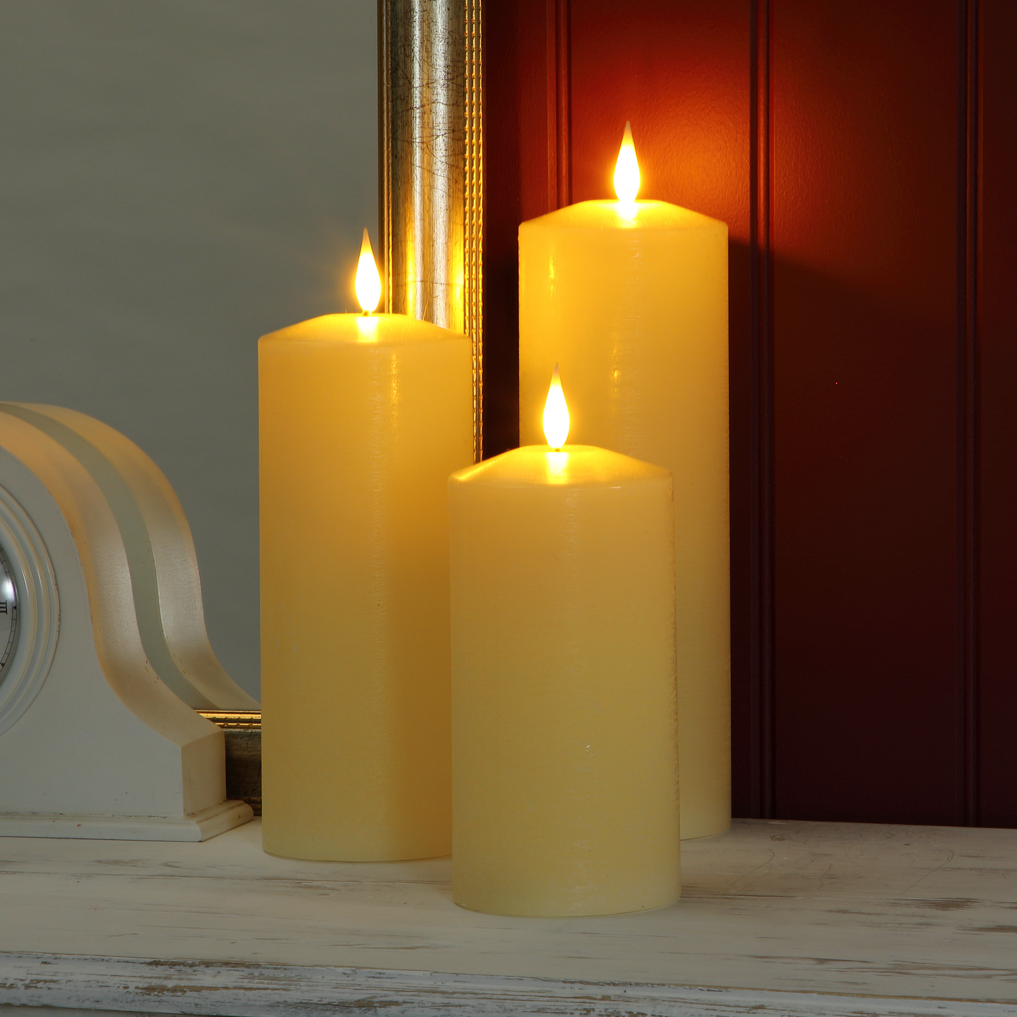Alderbrook Ivory Set Of 3 LED Pillar Candles