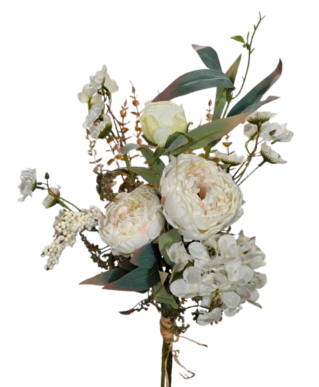 White Peony Bouquet 60cm
