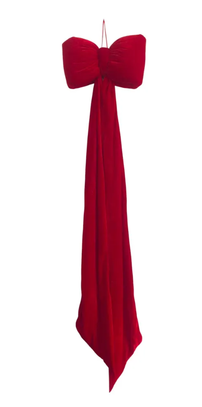 Fabric Long Hanging Bow Red 162cm