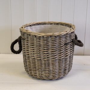 Log Basket With Rope Round 32cm Diameter